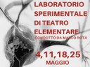 Dal 4 maggio laboratorio sperimentale di teatro elementare